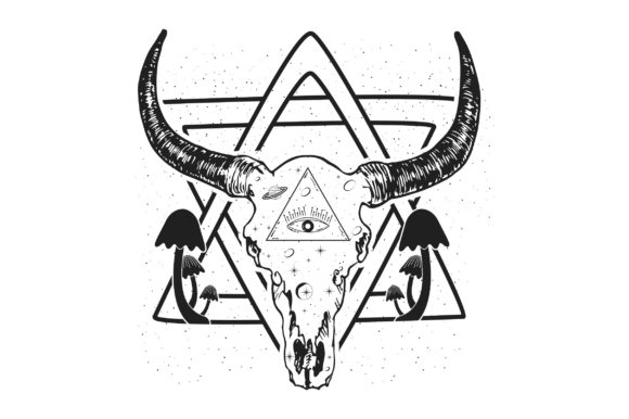 Bull Skull Celestial SVG Vector T-Shirt