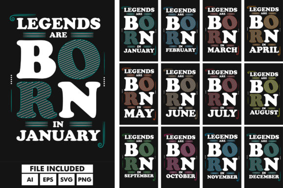 Legends Are Born Typography SVG for Crafts and Graphics