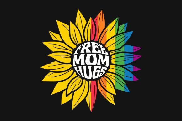 Sunflower Gay Pride Rainbow SVG for Graphics & Crafts